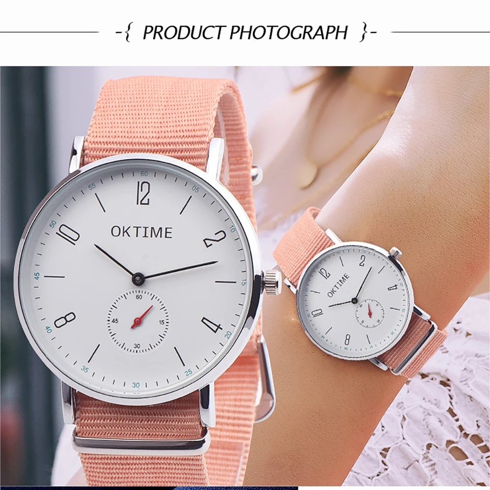 

2019 New Women Watches Pink Black Red Nylon Strap Unisex Watch Female Fashion Casual Minimalist Men Watches Zegarek damski Clock