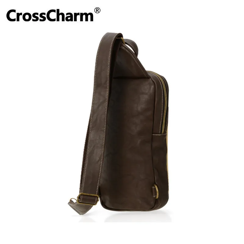 CrossCharm Мужская сумка из микрофибры кожаная через плечо мессенджер нагрудная для