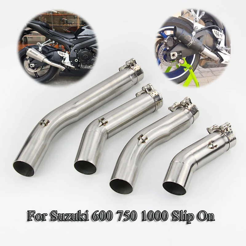 

Slip On Motorcycle Muffler Exhaust Tip Stainless Steel Middle Pipe For 2005-2015 Suzuki GSXR 600 750 1000 Moto Modified
