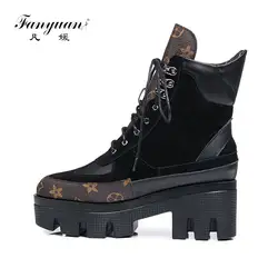 Fanyuan/брендовые дизайнерские ботинки martin из натуральной коровьей замши, большой размер 42, женская обувь для отдыха, модная женская обувь для