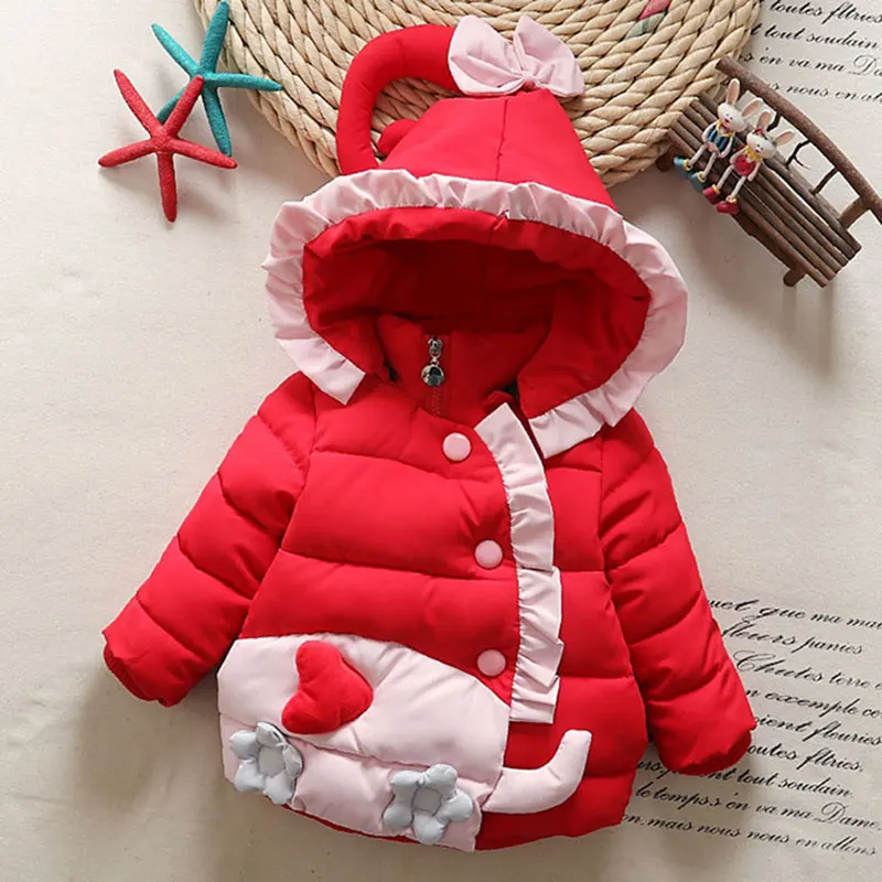 

Winter girl baby cloth hooded down cotton jackets coat for newborns babies clothes baby girl outerwear windproof coats parkas