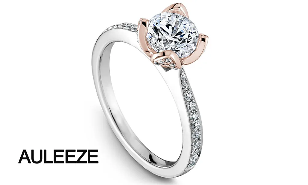 Обручальные кольца с цветочным дизайном и бриллиантами, 1CT, муассаниты, обручальное кольцо, твердые кольца из желтого золота 14 к, подарки на день Святого Валентина