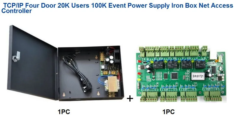 WG2004.NET TCP/IP Four 4-контроллер доступа к двери 20 к Users 100 к событий MEM Alarm Trigger программируемый с блоком питания