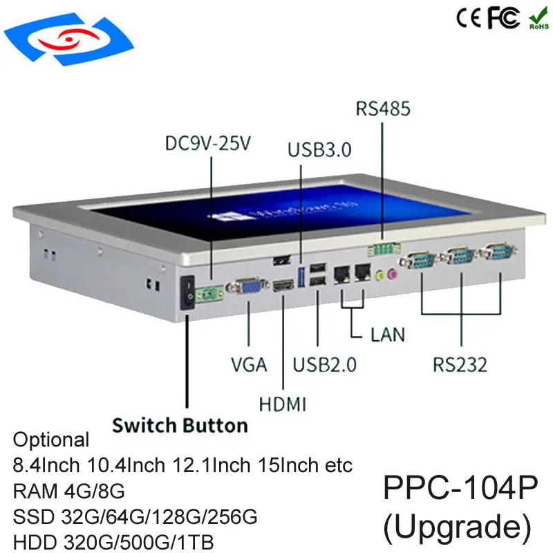 10," высокий Яркость Intel Celeron J1900 4 ядра сенсорный экран Панель PC/промышленный компьютер/прочный ПК Применение больницы