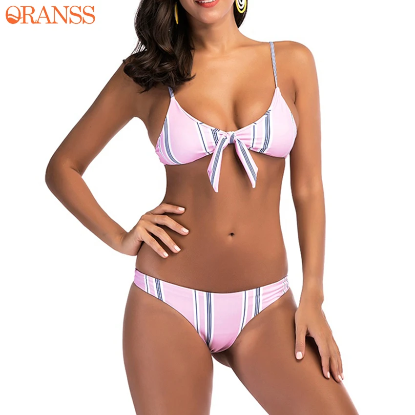 2018 Stripes Swimsuits Women Retro Swimwear Beach Bikini Set Halter