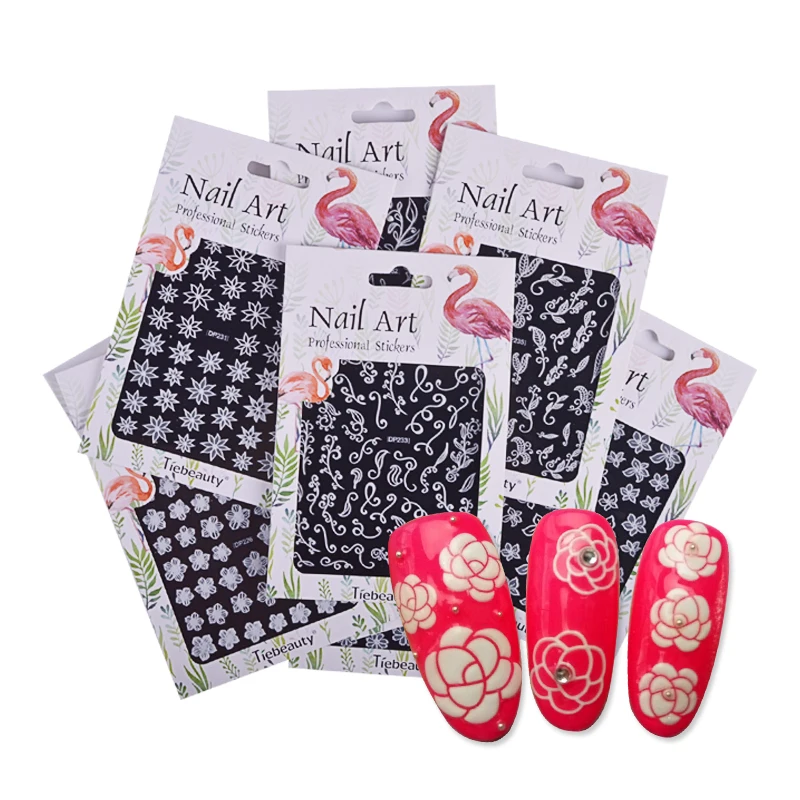 

1 Sheet Nail Art Sticker 3D Flowers White Lace Color Bloom Adhesive DIY Manicure Charming Nails Decoration Tips SADP225-236