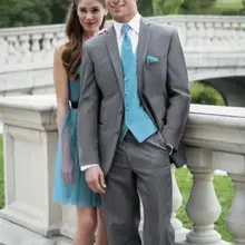 Серый Нарядные Костюмы для свадьбы для Для мужчин Жених лучший Для мужчин Terno Custume Homme брак Terno Slim Fit 5 штук(куртка+ брюки+ галстук+ платок+ жилет