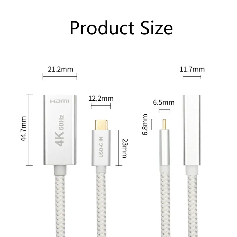 Адаптер USB C HDMI 4K @ 60 Гц адаптер 3 1 Type для MacBook Pro 2018/2017 iPad 2018 Surface Book 2 Dell XPS|Кабели VGA| |