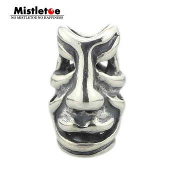 

Mistletoe Genuine 925 Sterling Silver Opera mask Charm Beads Fit European 3.0mm Bracelet Jewelry Not Fit 3.5mm Bracelet