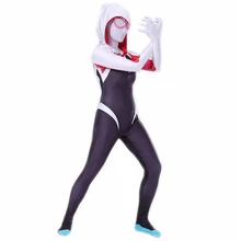 Aranha gwen traje stacy cosplay máscara com capuz zentai para a aranha-verso adulto crianças bodysuit pele terno halloween cosplay