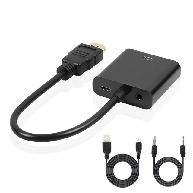  HDMI to VGA Adapter Converter Adapter Cable Full HD 1080P Digital to Analog Video Audio Cable For PC Computer Desktop Tablet