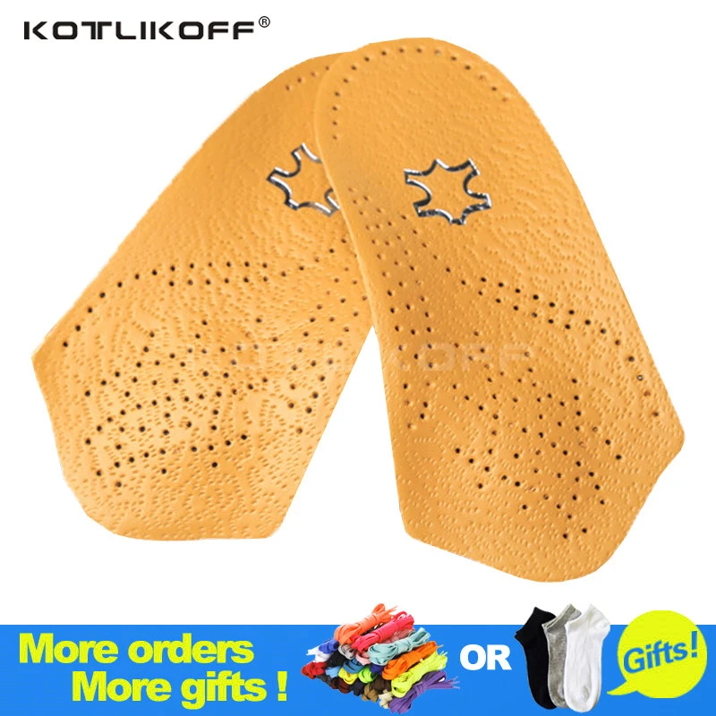 KOTLIKOFF 3 4 length Leather insole Flat Foot Orthotic insoles Arch Support 2 5cm Half Shoe