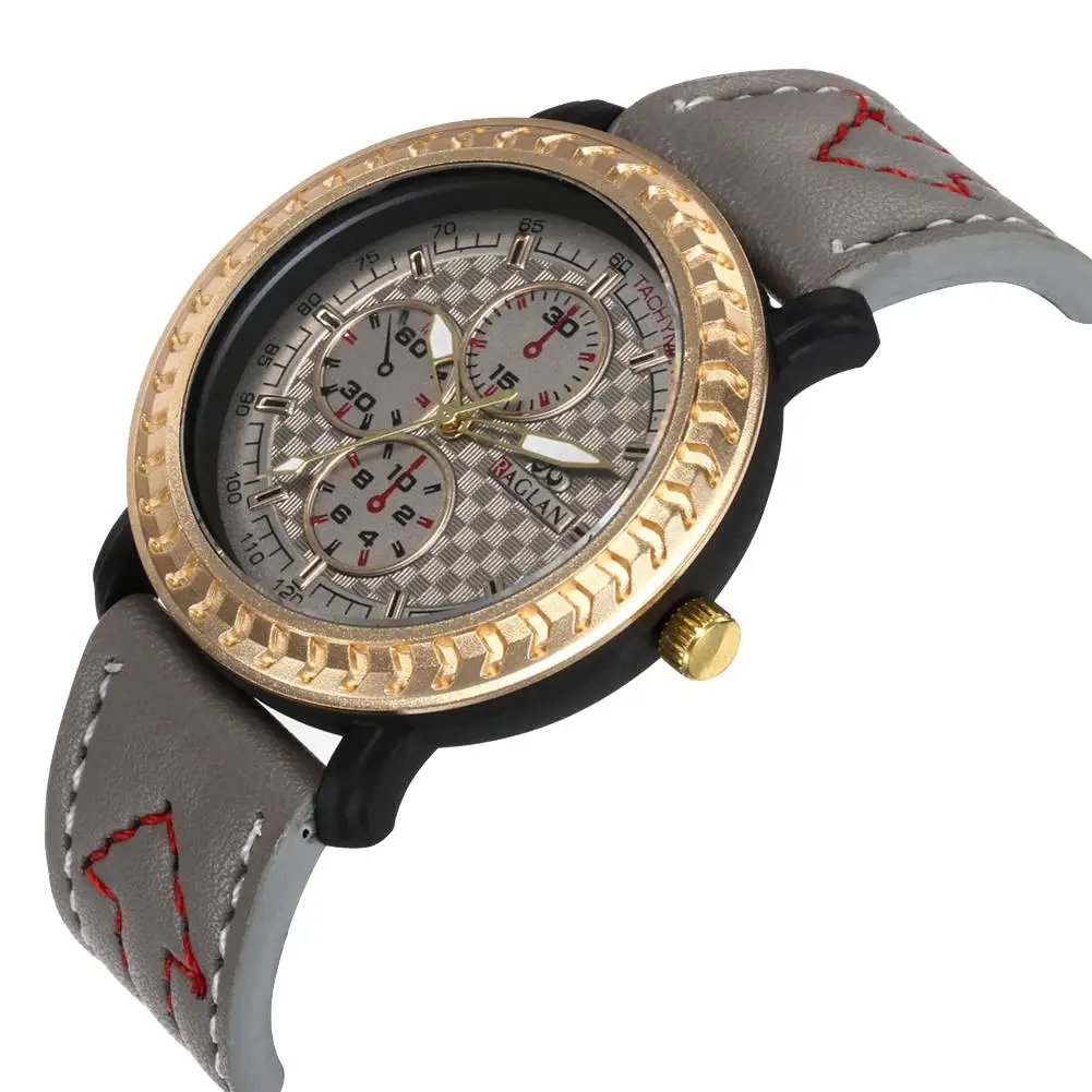 

Hot Casual Men Big Round Dial Faux Leather Strap Band Analog Quartz Wrist Watch Gift