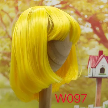 

Fashion Yellow Bjd 1/3 Doll Wig DIY Hair Handmade High Temperature wire Wig sets Bangs Cute Suit For Joint Doll Baby Short Hair