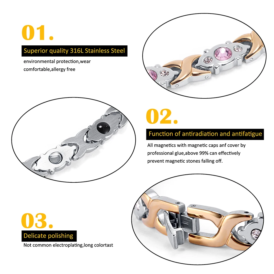 Stainless Steel Bracelet Magnetic osb-1541sg  (3)