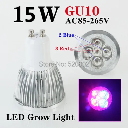 

Free shipping 5X3W 15W GU10 3Red 2Blue LED Grow Light For Flowering Plant and Hydroponics System Best Price 3 Years Warranty