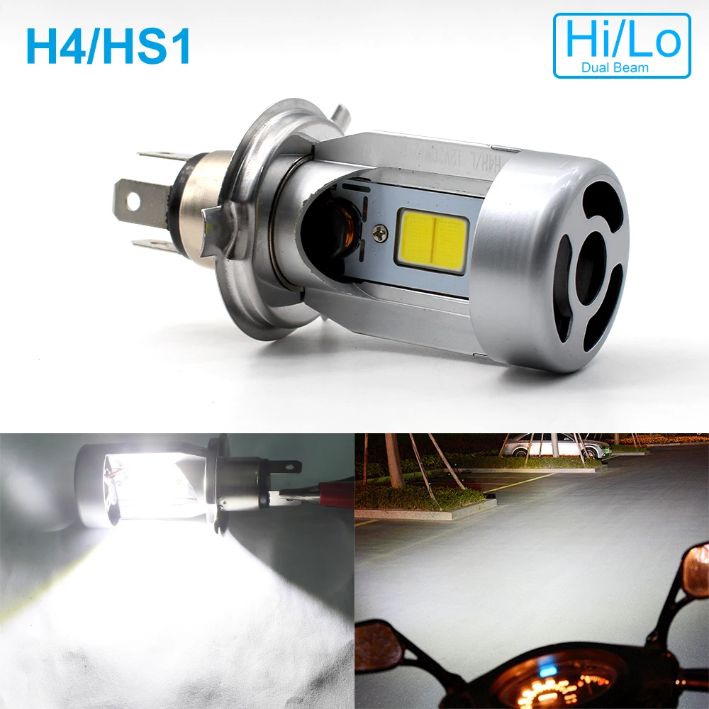 

SO.K H4 LED Motorcycle Headlight Bulb H4 HS1 Hi/Lo LED Motorbike Bulb Light 40W COB 12V 6000K Motobike Scooter Headlight Lamp
