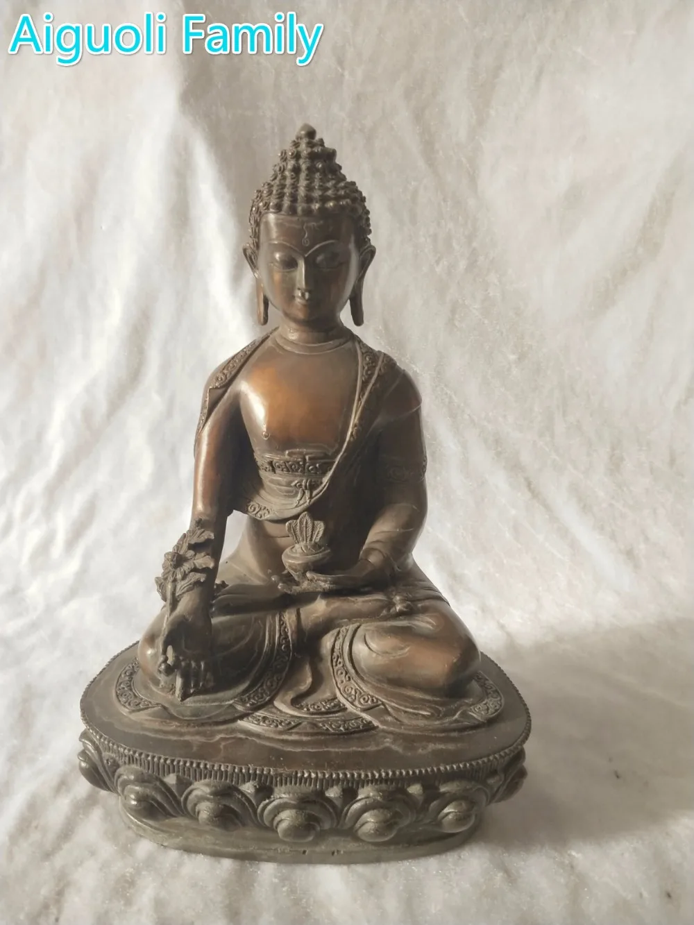 

High 30CM buddha sculpture!!!Asian antique art collection home decoration crafts,chinese old copper Medicine Buddha statue