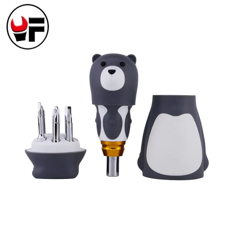 

ALLSOME 6 in 1 Screwdriver Bits Set Hex for Repair Tools Cartoon Bear Length 50mm Single Side Power Tools HT1084