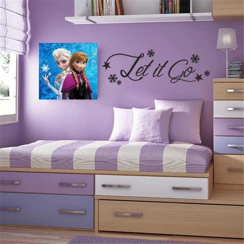 

Let it go FROZEN Wall Art sticker quote Kids Room snowflakes Wall Decoration Decal DIY Vinyl Christmas Decor Wall Sticker