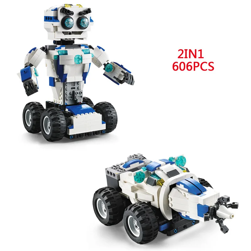 Hot smart DADA 2.4Ghz rc transformation Dancing Robot building block 2in1 Drilling vehicle model bricks radio remote control toy