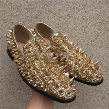 LTTL/брендовая Роскошная модная обувь; мужская повседневная обувь на плоской подошве; блестящая кожаная обувь для вечеринки; свадебные туфли с заклепками и шипами; мужские лоферы с шипами