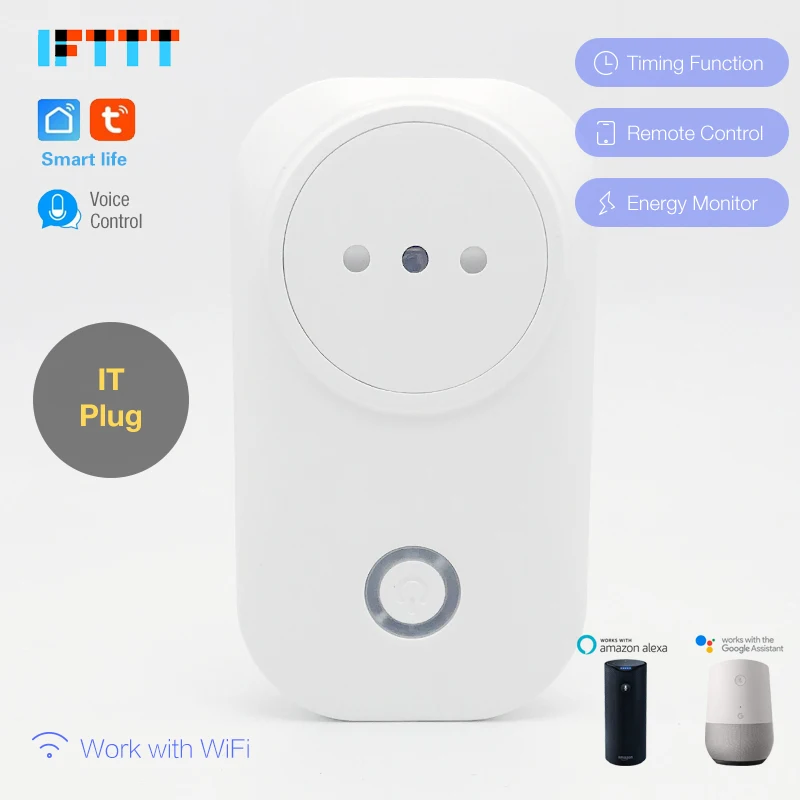 100 шт. 16A Италия wifi Smart IT Plug power Monitor умная розетка Голосовое управление работа с Alexa Google home DHL