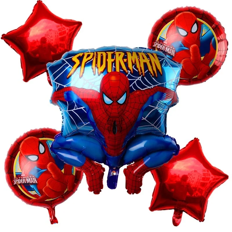 

5pcs Spider-Man Balloon Ball Set Five-pointed Star Inflatable Xenon Birthday Party Children's Birthday Decoration