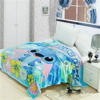 

disney Lilo Stitch blanket thin soft flannel fabric 150*200cm bed spreads teens boy girl Sofa Plane Travel cartoon blanket gifts