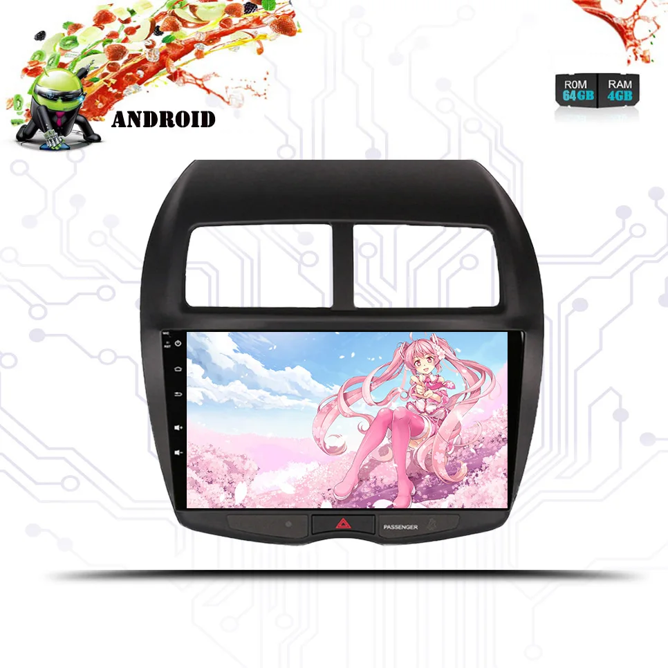 Excellent android 9.0 64G car dvd gps navigation player for Mitsubishi ASX 2010 2011 2012 car radio video player gps navigation car stereo 1