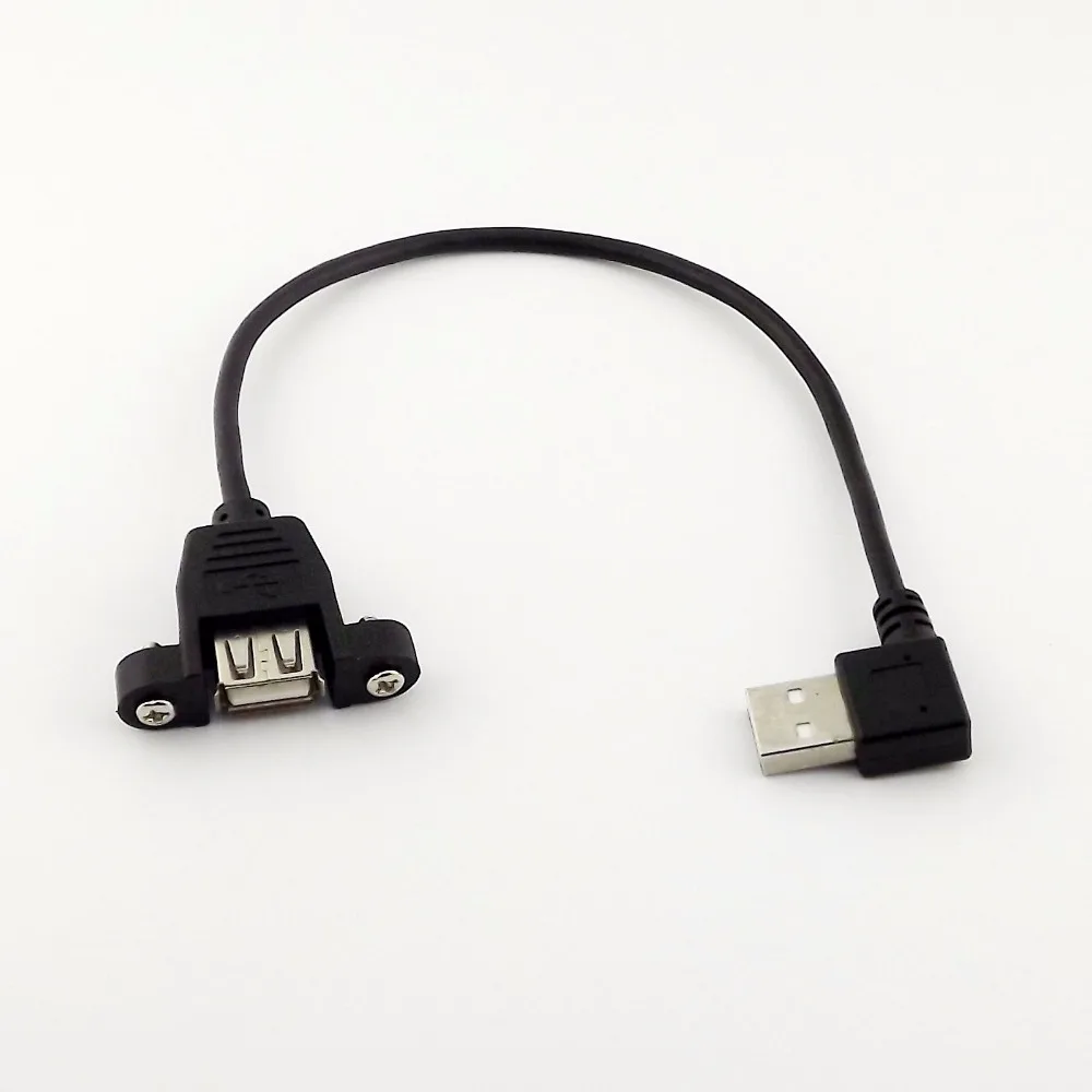 1pcs USB 2.0 A Female Panel Mount to Male Plug Left Angled Extension Cable 25cm | Электроника