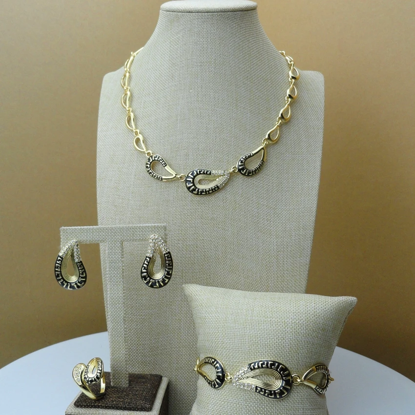 

Yuminglai 2019 New Design Gold Color Luxury Dubai Jewlries Unique Design Ladies African Jewelry Set FHK6264
