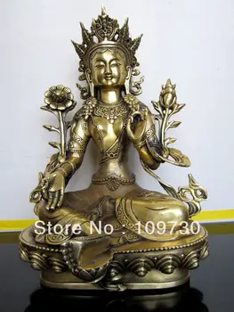 

bir 0046 Tibetan bronze green tara buddha statue 28cm