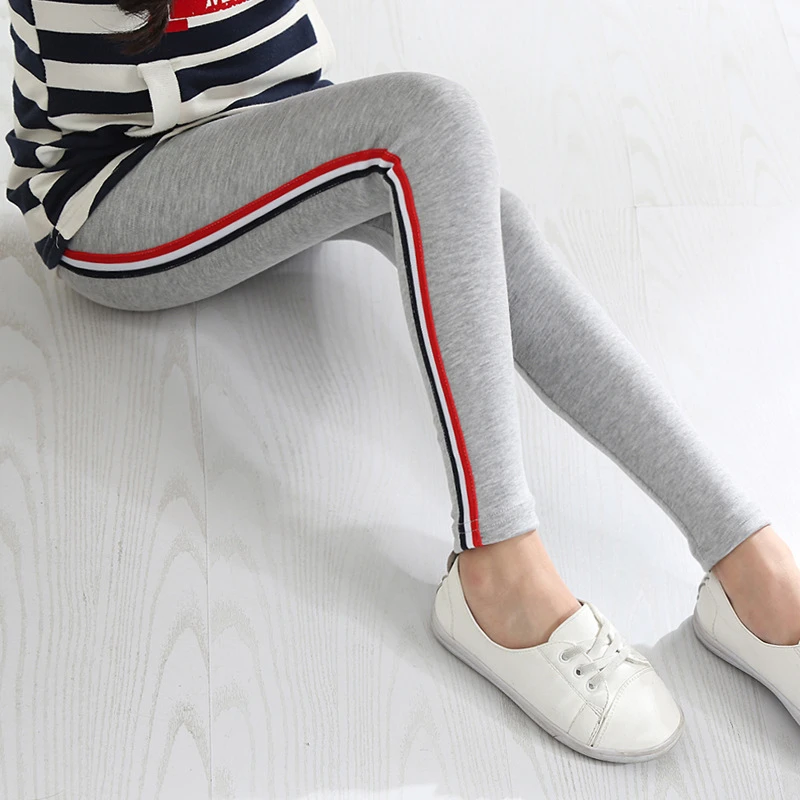 キッズ女の子レギンスパンツ春の秋の子供服のズボンサイドストライプ綿のスポーツヨガパンツグレー紺 Legging Children Pants Cotton Girl Leggingsblue Leggings Kids Aliexpress