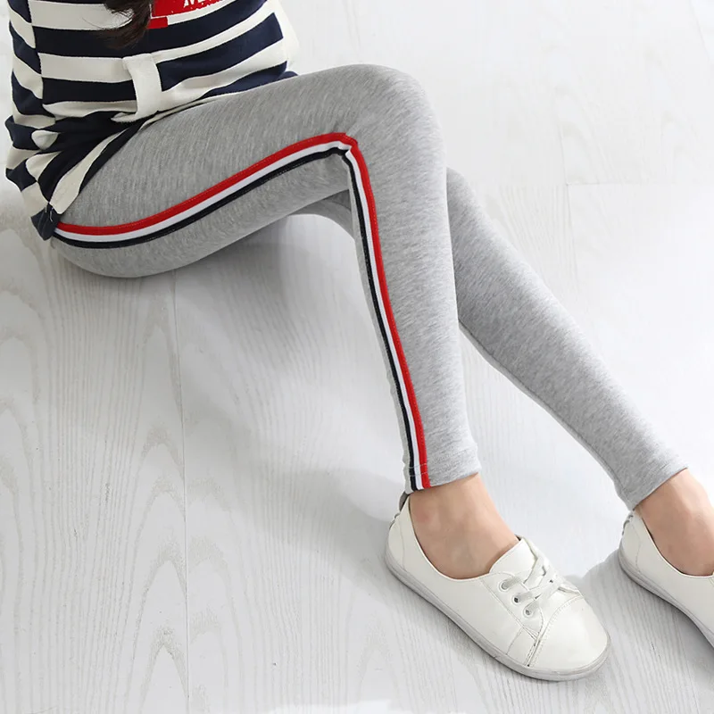 

Kids Little Girls Leggings Pants Spring Autumn Children's Clothing Trousers Side Striped Cotton Sports Yoga Pants Gray Navy Blue