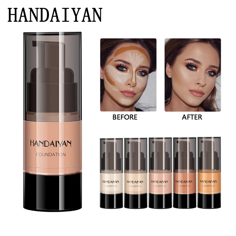 

HANDAIYAN Full Cover Foundation Waterproof Moisturizer fond de teint couvrant Face Liquid Foundation Base Makeup for Dark Skin