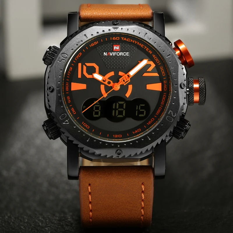 

NAVIFORCE Men Watches Top Brand Luxury New Fashion Sport Digital Men's Watch Military LED Quartz Leather Watch relogio masculino