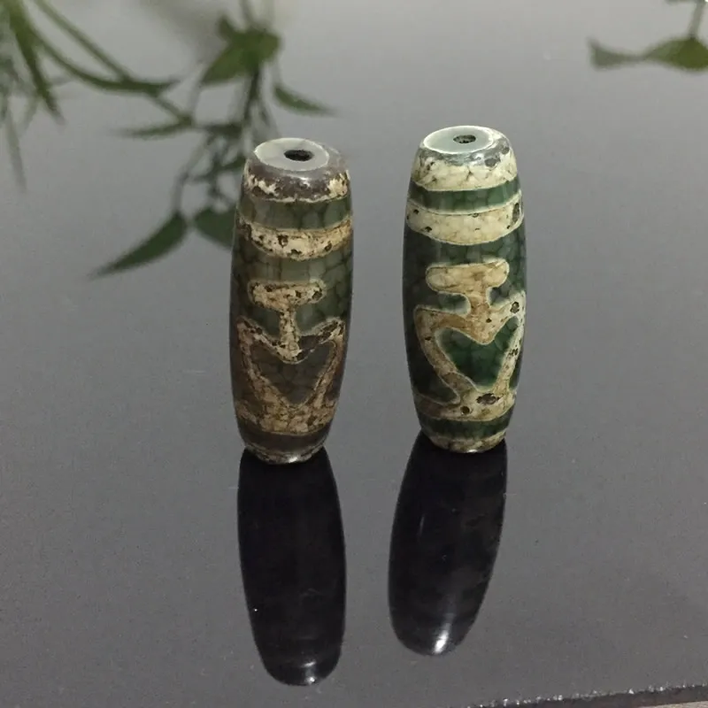 

1pc 40mm Real Natural Tibetan Dzi Agates Stone Beads Prayer Retro Vintage Jewelry Antique Green Nectar Agates Stone Beads Male