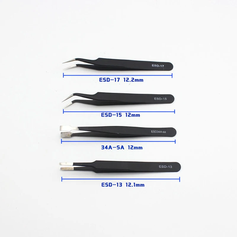 9pcs=One Set Professional Anti-Static Stainless Steel Tweezers Maintenance Tools Kits For small electronics Repair