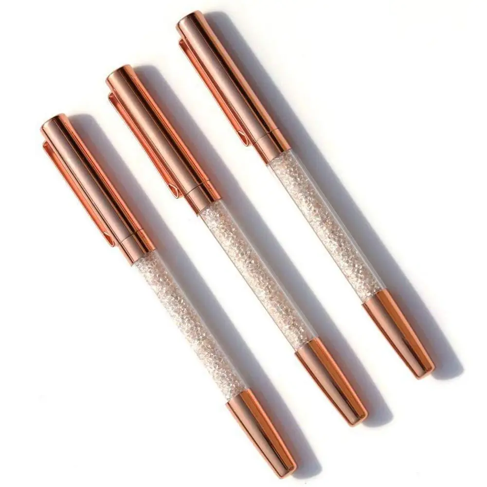 

Rose Gold Pens,Diamond Pens 12Pcs Fine Point Crystal Roller Pen for Black Ink With Pen Cap