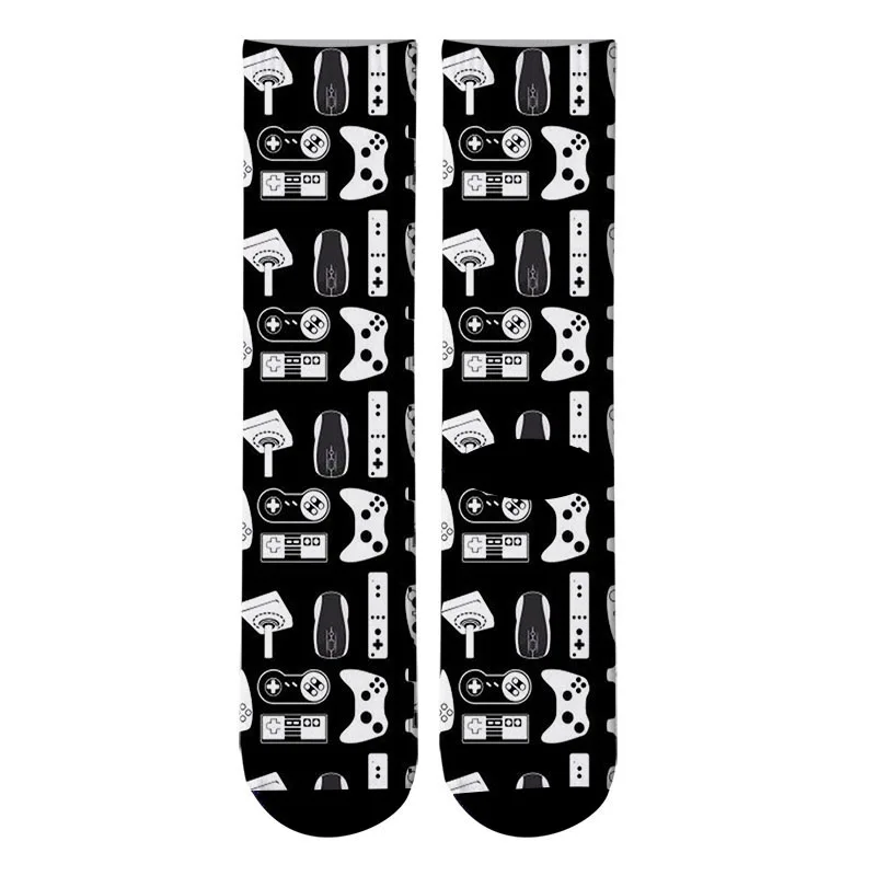 Новинка, мужские носки с 3d принтом в виде карты покера, необычная забавная обувь с новым рисунком, длинные носки, повседневные музыкальные носки без пятки