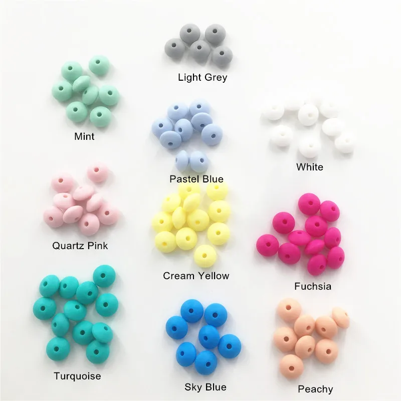 Chenkai 100 шт. 12x7 мм BPA бесплатно силиконовые бусины из чечевицы DIY Baby Abacus подвеска