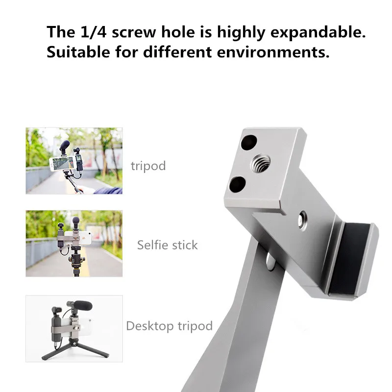 osmo Pocket Metal Clip Bracket adapter Extended 14 screw hole & hot boot for selfie stick tripod mount For DJI osmo Pocket Handheld gimbal camera 1 (12)