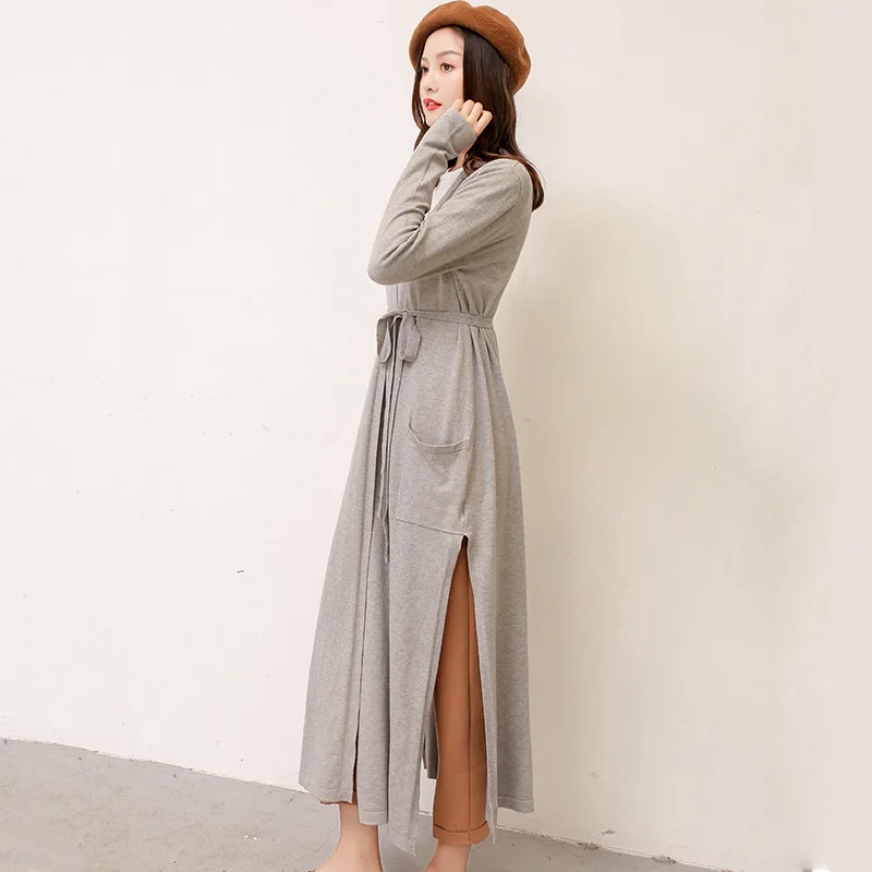  New Long-style sweater for women in the season of 2019 cardigan jacket loose Korean version long-sl