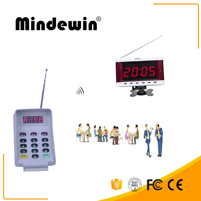 

Windewin Wireless Waiter Service Calling System Show One Group Electronic Number M-R-2 LED Display Long Distance M-T-2 Keyboard