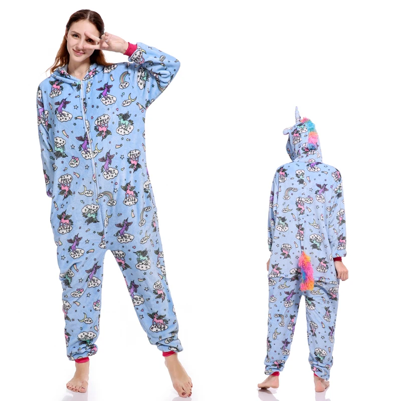 

2020 New Onesie Wholesale Animal Kugurumi Stitch Unicorn onesies Adult Unisex Women Hooded Sleepwear Adult Winter Flannel