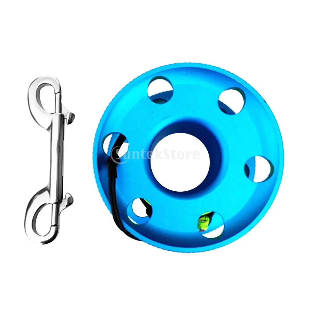 Scuba Diving Aluminum Alloy Finger Spool Guide Line Reel + 30m High Visibility Line & 10cm Stainless Steel Double End Bolt Snap