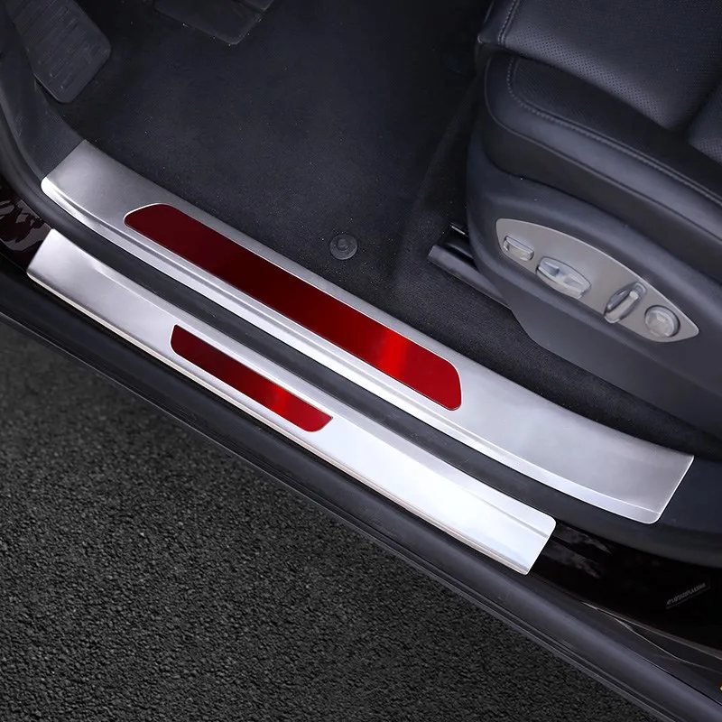 

Stainless Steel Door Sills Scuff Plates Guard Threshold Strips Plate Welcome Pedal 3D stickers 4pcs For Porsche Cayenne 2011-17