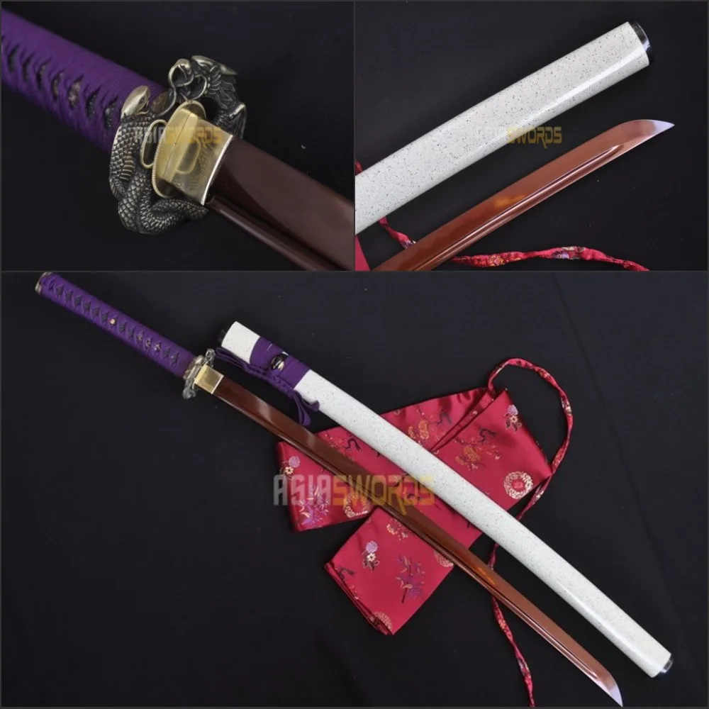 Бесплатная sword bag real полный тан ручной ковки t10 1095 высокой углерода srping red steel