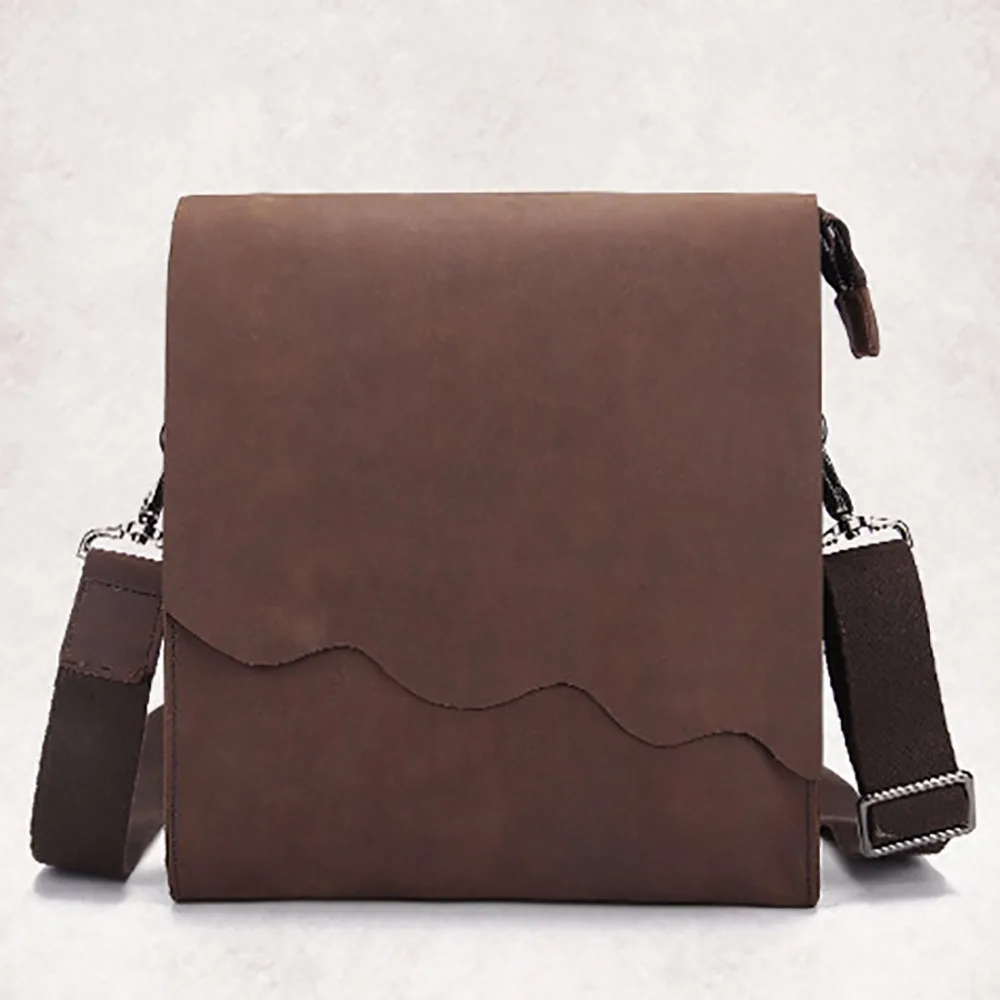 

Crazy Horse Cowhide Genuine Leather Men Briefcase Double Layer Style Business Shoulder Messenger Bag Famous Brand Crossbody Bags